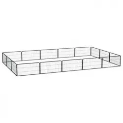 Jaula Perros 16 Paneles Acero Recubierto Polvo Negro 100x50 Cm