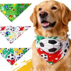 MCBOSON Juego 3 pañuelos ajustables estampado fútbol perros pequeños - 1 artículo