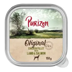 Purizon Adult 6 x 150 g comida húmeda para perros en tarrinas - Filete de pollo con cordero y salmón