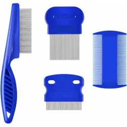 UAMLY Peine antipulgas para gatos y perros, con dientes metálicos - 4 piezas