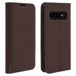 Avizar Funda Libro Cartera de Cuero Marrón Oscuro para Samsung Galaxy S10 Plus