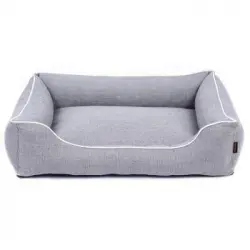 Cama Para Perro Sofá Mallorca Comfort Color Gris Claro Con Ribete Blanco 65x50 Cm