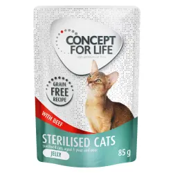 Concept for Life Sterilised Cats sin cereales con vacuno en gelatina - 12 x 85 g