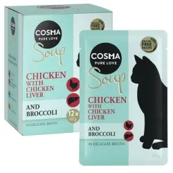 Cosma Soup 12 x 40 g - Filete de pollo con hígado de pollo y brócoli