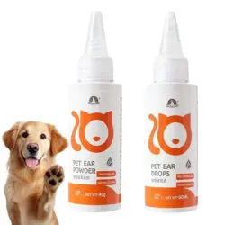 HausPets Kit de limpieza de oídos y polvo depilatorio para perros y gatos - 2 piezas