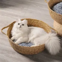 IntiMeg Nido para gatos - Hecho de ratán - Una pieza