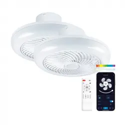 Ksix Siroco 2 Ventilador con Iluminación y Música 46cm de Diámetro, 6 Velocidades 18W