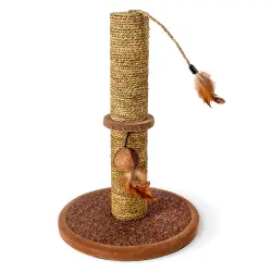 Nobleza – Poste rascador para gatos de sisal con juguete. Pequeño, Color Marrón, 30 * 30 * 44 cm
