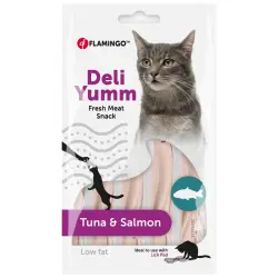 Pasta Flamingo Deli Yumm para gatos - con pollo y salmón (5 x 14 g)