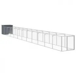 Caseta Perros Con Corral Acero Galvanizado Gris 110x1221x110 Cm Vidaxl