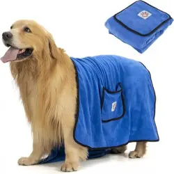 FurryFusion Toalla de baño para perros - Azul