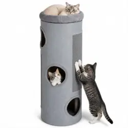 GIANTEX Árbol para Gatos de Barril con 3 Niveles - gris claro