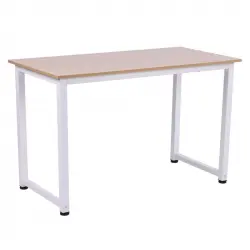 Homcom Mesa de Ordenador Pies Ajustables 120x60x76cm Max 100kg Marco Metal Roble