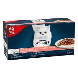 Multipack Gourmet Perle Finas Láminas en sobres para gatos 60 x 85 g - Finas Láminas (pollo, vacuno, salmón y conejo)