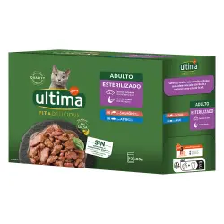 Ultima Cat Fit & Delicious comida húmeda 12 x 85 g - Salmón y atún