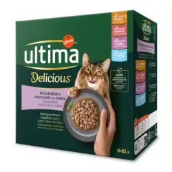 Ultima Cat Fit & Delicious Sterilised 8 x 85 g - Mix I (pollo, pavo, salmón, trucha)