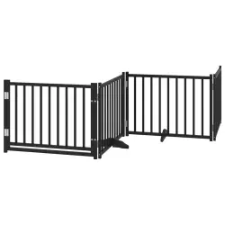 vidaXL Puerta para Perros Plegable Paneles Puerta Mascotas Madera de Álamo - 80 x 90 x 2 cm