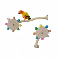ZooVenture Percha de madera para pájaros con escalera y juguete giratorio - 2 piezas