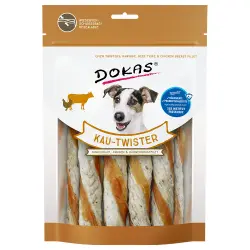 Dokas palitos enrollados para perros -  Piel de vacuno, panza y pechuga de pollo - 200 g