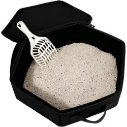 HausPets Cesta transportín para gatos - Asa, resistente al agua, portátil - negro