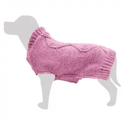 Jersey de punto trenzado rosa para perros, Tallas 20 cm