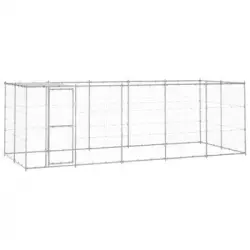 Perrera De Exterior | Jaula Para Perro | Parque Para Mascotas De Acero Galvanizado Con Techo 12,1 M² Cfw783971
