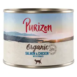 Purizon Organic 200 g para gatos - Pack de prueba - Salmón y pollo con espinacas