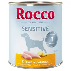 Rocco Sensitive 6 x 800 g - Pollo y patatas