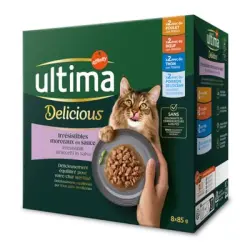 Ultima Cat Sterilised 48 x 85 g - Pack Ahorro - Mix II (pollo, vacuno, atún, pescado de mar)
