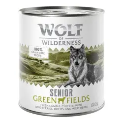 Wolf of Wilderness Senior 6 x 800 g - Green Fields, con cordero y pollo