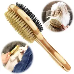 ZooVenture Cepillo para el cuidado del perro - Bambú, cerdas de jabalí - Color de madera natural - negro