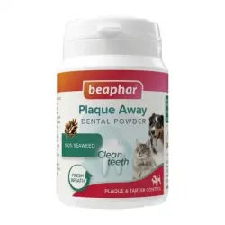Beaphar Plaque Away Polvos para Higiene Bucodental de Perros y Gatos, 80 gr
