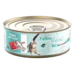 Feline Finest 6 x 85 g comida húmeda para gatos - Atún con calamares