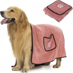 FurryFusion Toalla de baño para perros - Rosa