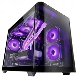 Mars Gaming MC-FUSIONM Caja Gaming Micro-ATX Cristal Templado Continuo Curvo Doble Cámara Negro