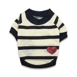 MCBOSON Camiseta de rayas para perros - ropa para perros - Beige - M