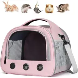 PetTribes Bolsa transportadora pequeña para mascotas ventana transparente - Rosa