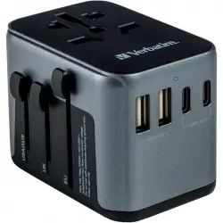 Verbatim 49545 Adaptador de Viaje Universal con USB-C PD Y QC 2x USB-C 2x USB-A