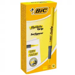 Bic Highlighter Grip Caja 12 Marcadores Fluorescentes Amarillo