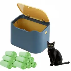 FurryFusion Arena para gatos en un cubo de basura - Azul y amarillo