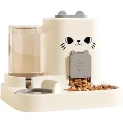 HausPets Comedero automático por gravedad gatos perros, 1,8 l + 0,8 l, gris - Artículo 1