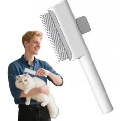 Pawffee Peine de dientes metálicos autolimpiante para gatos y perros, viaje - 1 pieza