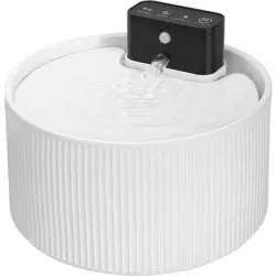 Zoomtopia Fuente de agua inalámbrica cerámica 2,2 l gatos sensor movimiento - Blanco