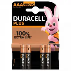 Duracell Plus Pack de Pilas Alcalinas AAA LR03 1.5V 4 Unidades