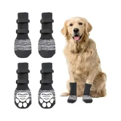 HausPets Paquete de 2 pares calcetines antilamido perros (negro, talla L) - 4 piezas