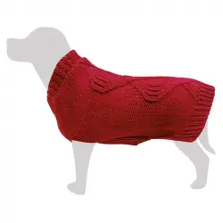 Jersey de punto trenzado rojo para perros, Tallas 20 cm