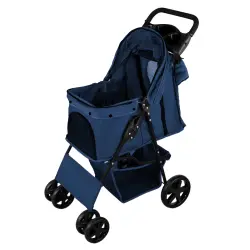 MonsterShop Cochecito plegable Azul Marino para perros y gatos - 65cm x 101cm x 45cm