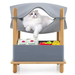 Costway Casa de Madera para Gatos - 46 cm x 46 cm x 53 cm