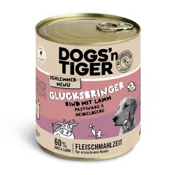 Dogs'n Tiger menú gourmet para perros 6 x 800 g - Ternera con cordero, chirivía y arándanos
