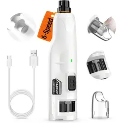 HausPets Lima de uñas para perros, 6 velocidades, LED, 45 dB, blanca - Artículo 1